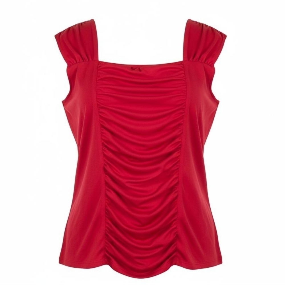 Jaclyn Smith Women’s Pink Ruched Front Sleeveless Top – Polyester Spandex Blend